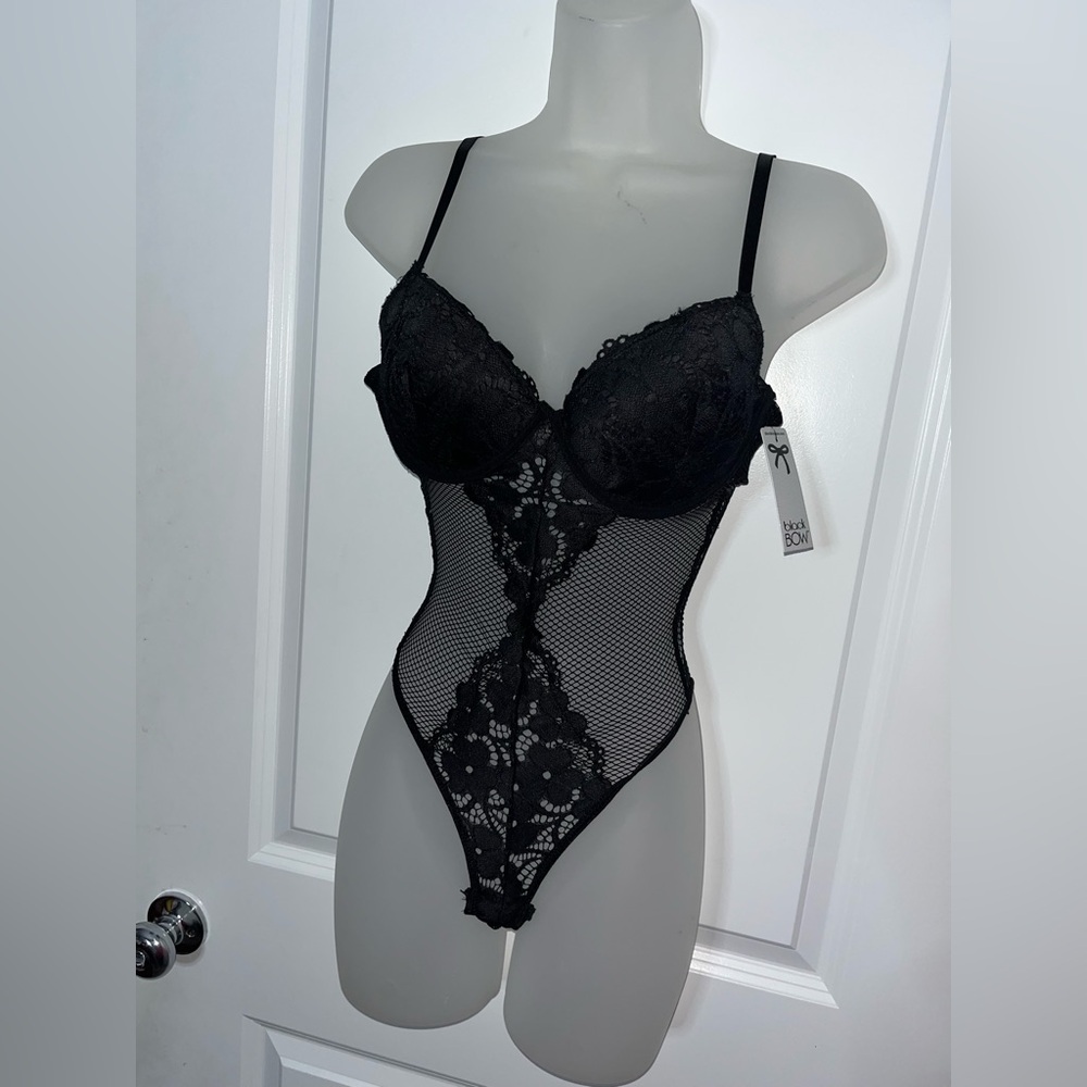 Blackbow NWT Whimsigoth Dark Academia Fishnet Lace Mesh Edgy Alt Bodysuit Sz S